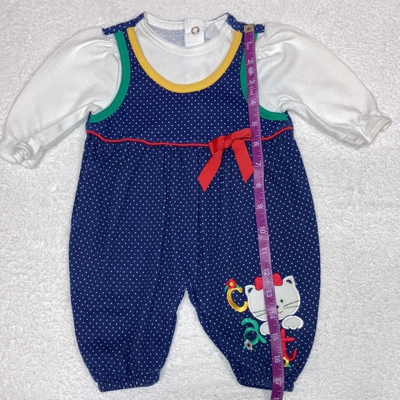 Vintage Heathtex Jumper kitty cat Polka Dot /90s romper 3m - Picture 2 of 8
